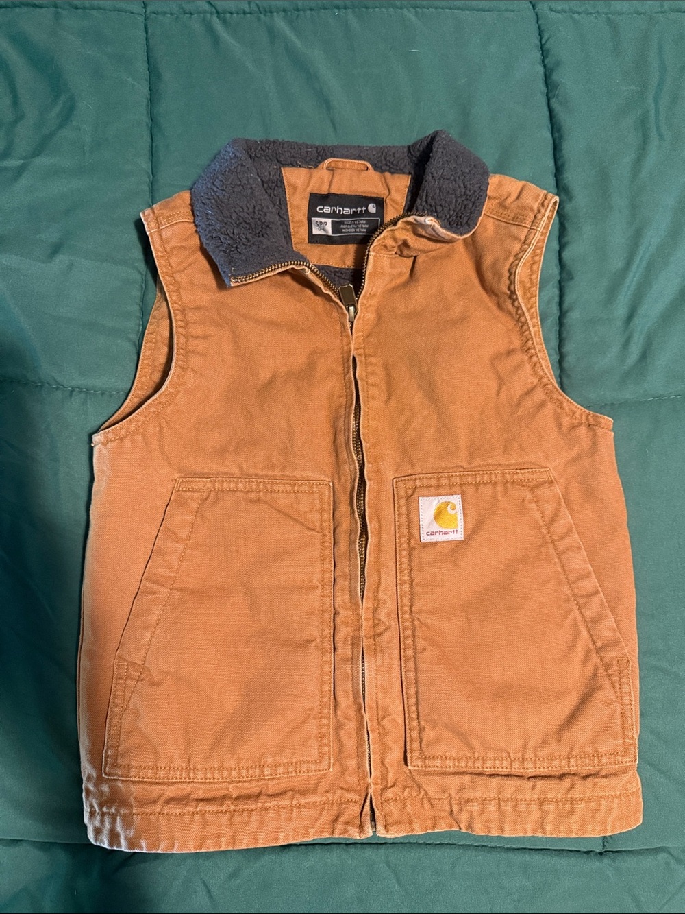 Boys Carhartt Tan Duck Canvas Vest